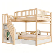 LETTO a castello 140x200 cm in legno con scala contenitore e cassetti