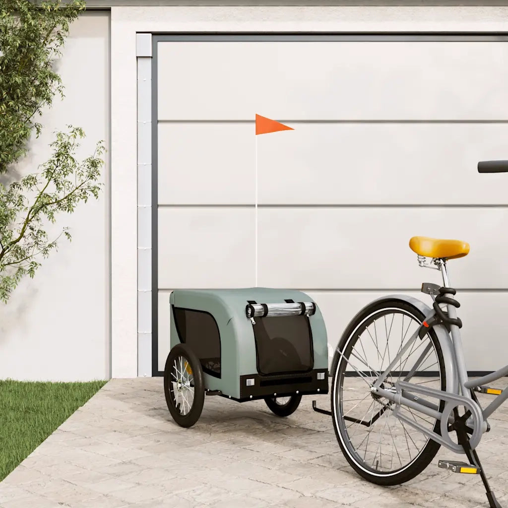 Rimorchio da Bici per Animali Grigio e Nero Oxford e Ferro CFW5263781