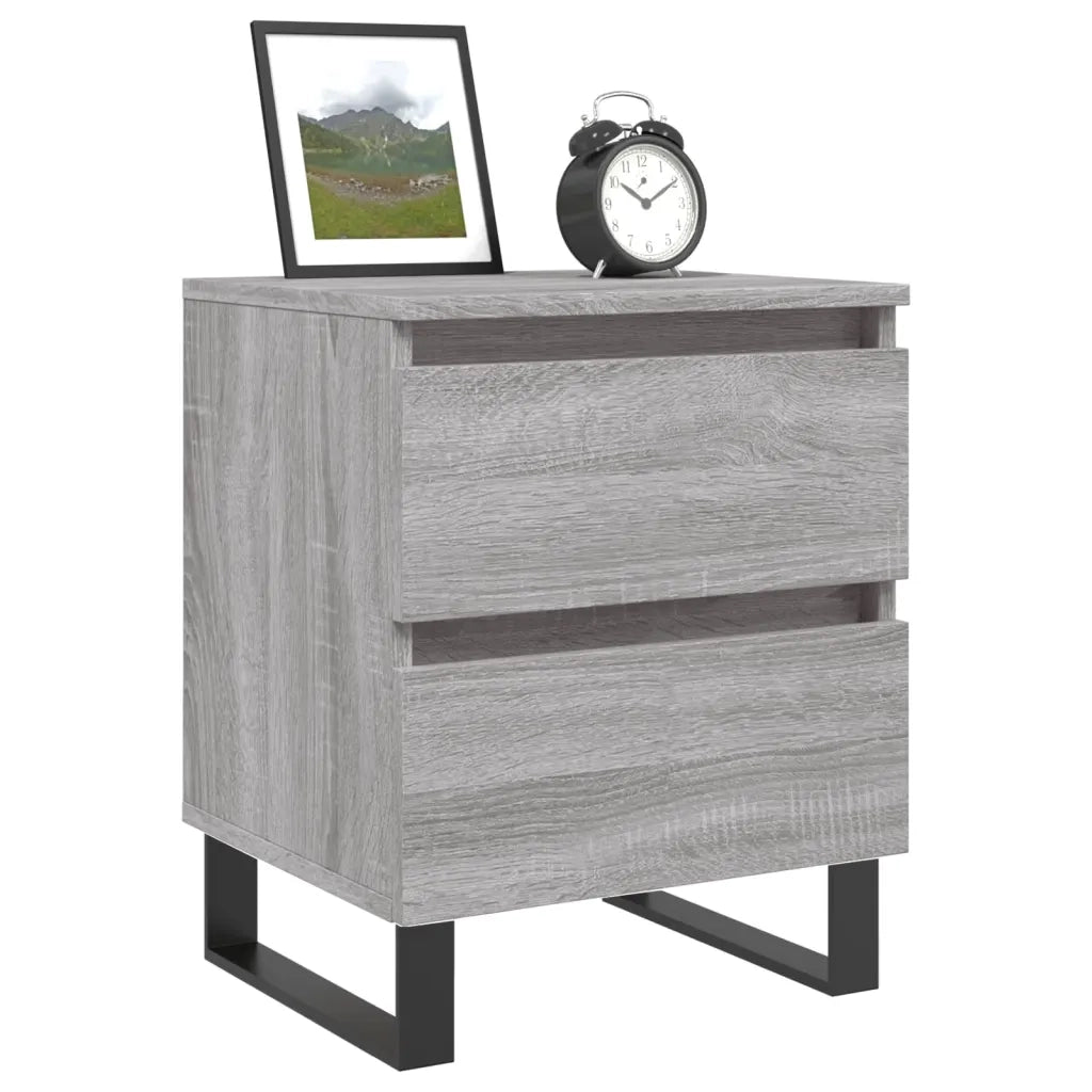 Comodini 2pz-Set di 2 Tavolino da notte Grigio Sonoma 40x35x50 cm in Legno Multistrato 606404