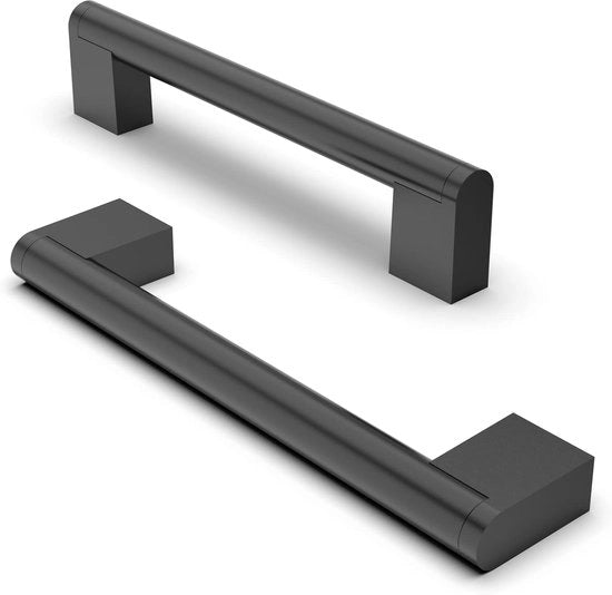 Maniglie per finestra - Acciaio inossidabile - 10 pezzi - Nero lucido - 128 mm distanza di apertura