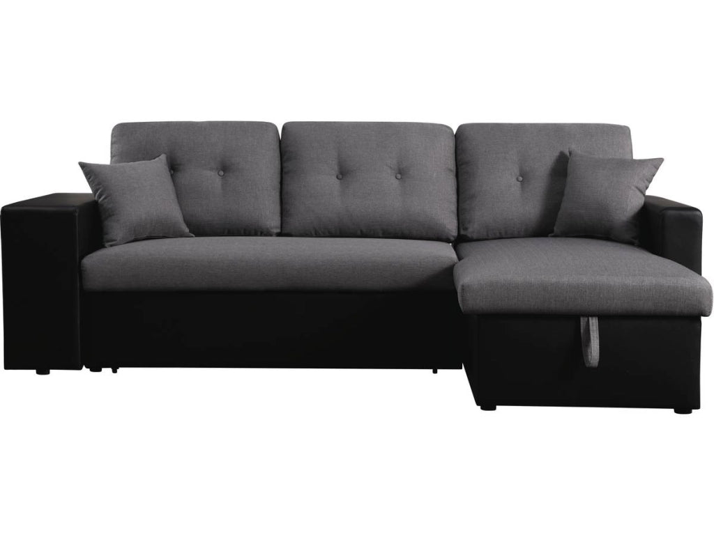 Divano ad angolo trasformabile / reversibile "Axel" - 3 posti - Nero / Grigio