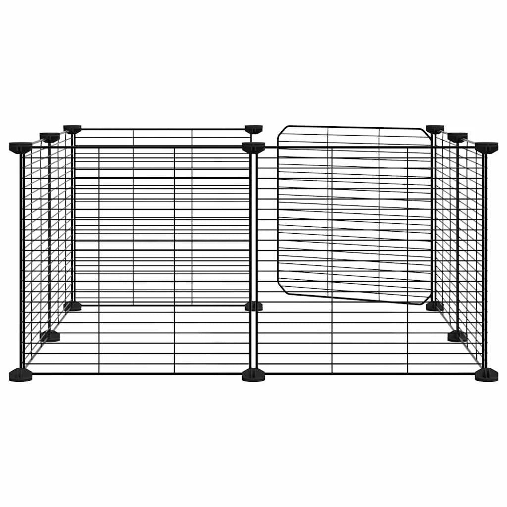 Gabbia per animali domestici a 8 pannelli con porta 35 x 35 cm nera 02_0041605