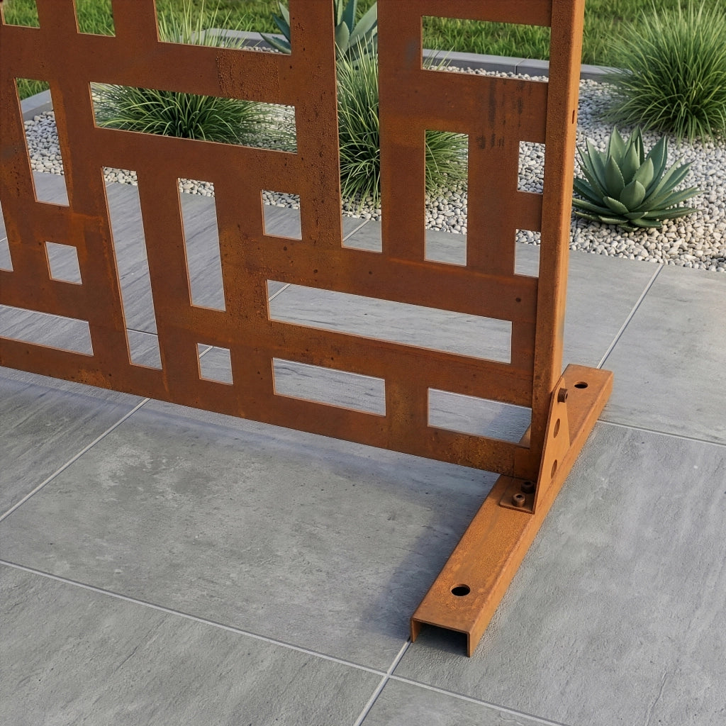 Pannello Divisorio Bernalda Struttura Traforata in Acciaio Corten 180 x 120 cm Marrone Ossidato casa.pro