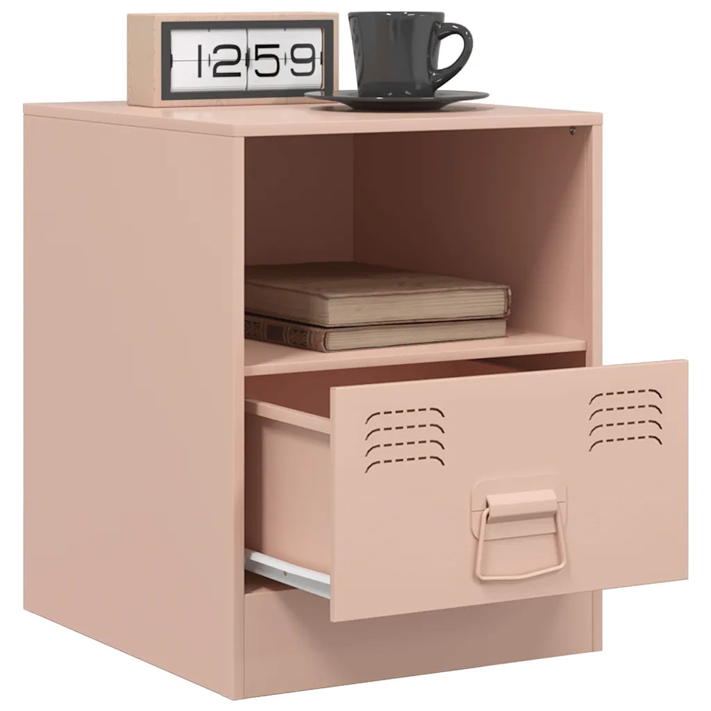 Comodino | Armadio da Notte | Mobiletto da notte Rosa 34,5x39x44 cm in Acciaio
