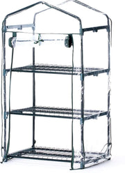 SERRA CON TELO IN PVC APRIBILE 3 RIPIANI E STRUTTURA IN METALLO 69 X 49 X H126CM