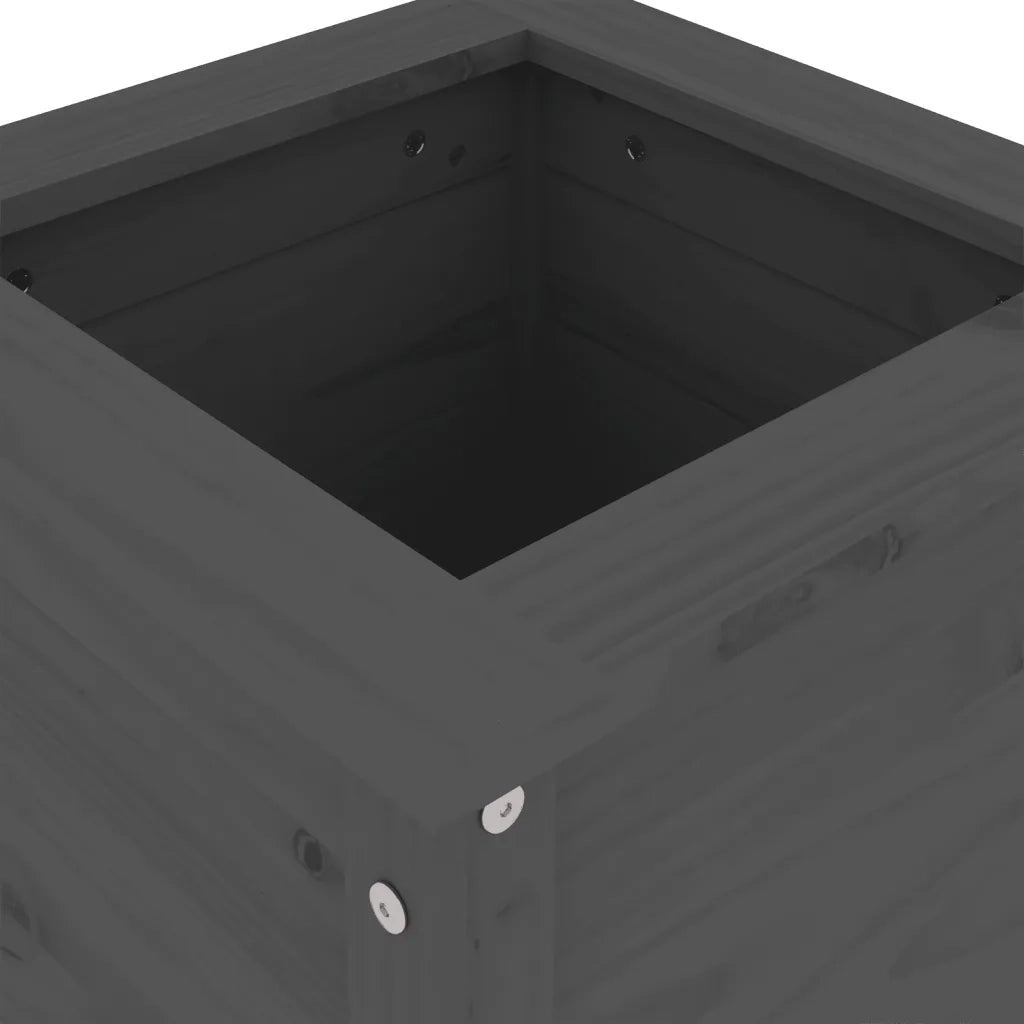 Fioriera | Cassetta per fiori | Vaso da Giardino Grigia 40x40x78 cm Legno Massello di Pino