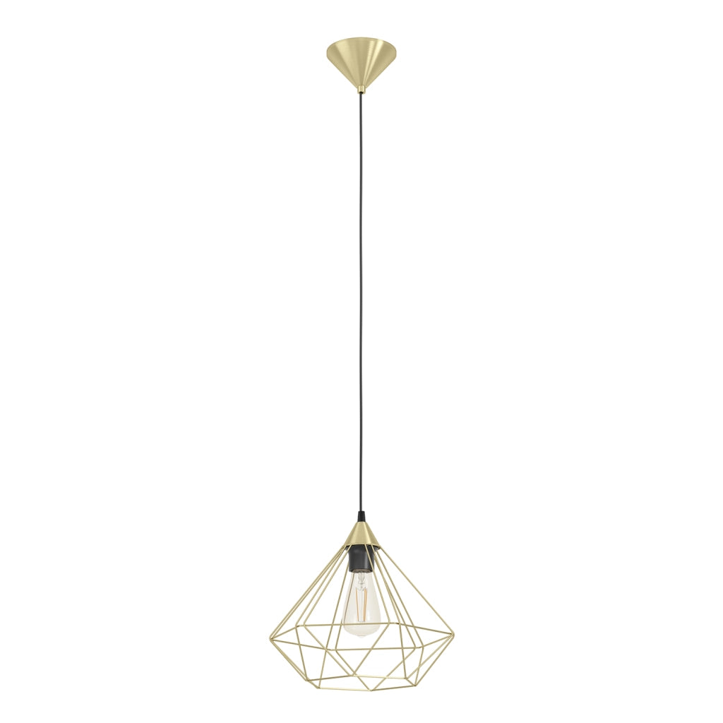 Sospensione Vintage Tarbes Acciaio Ottone Spazzolato 1 Luce E27