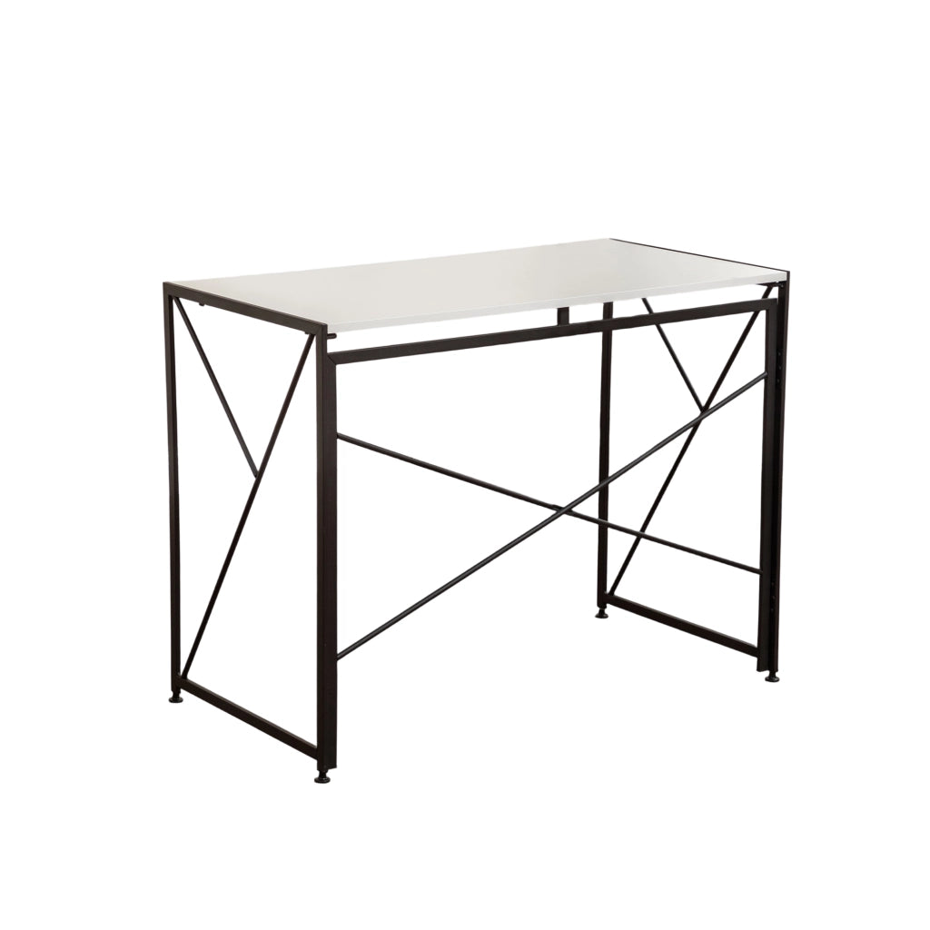 Scrivania pieghevole multifunzionale con struttura in MDF e metallo, per home office e piccoli spazi, bianco, 99 × 50 × 75 cm