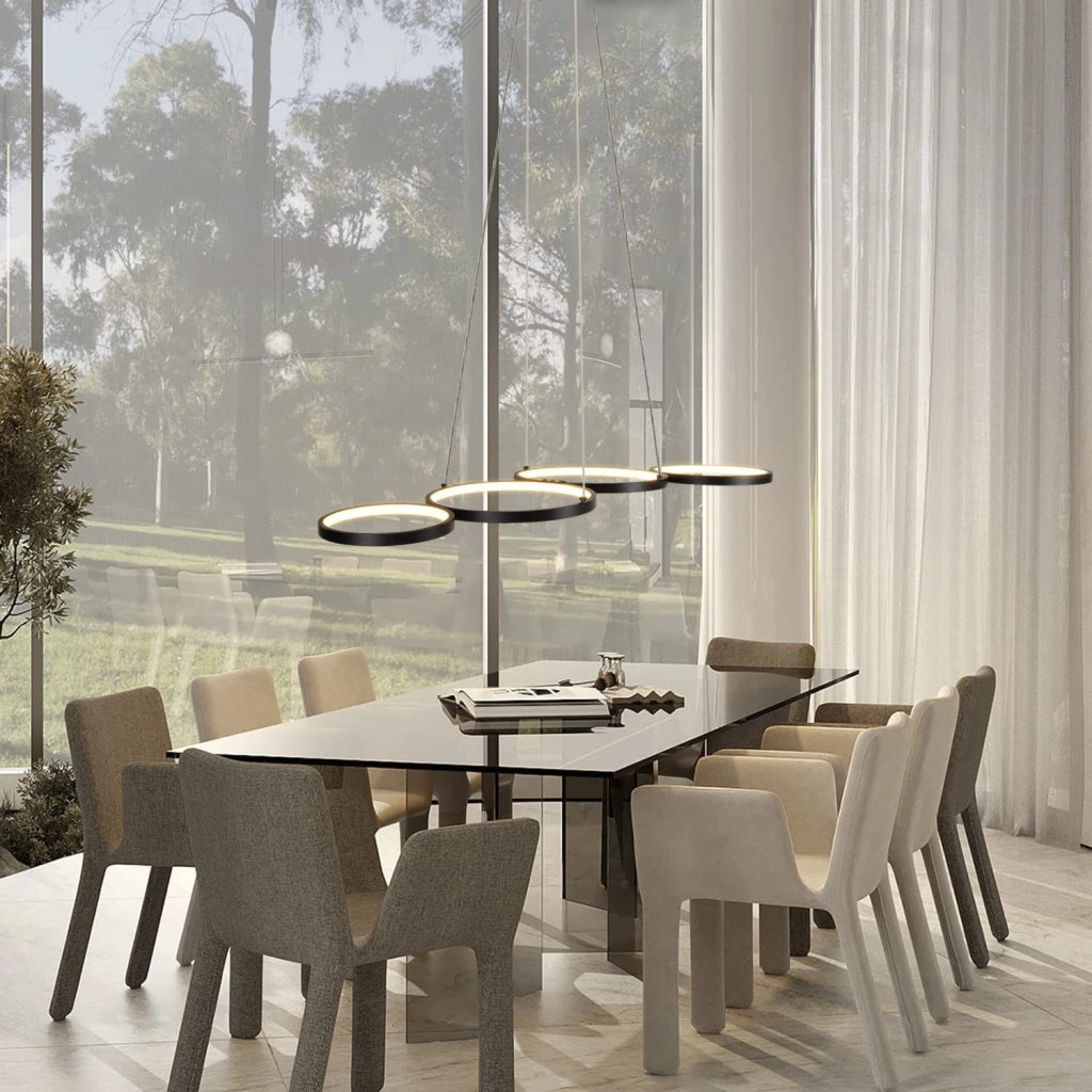 ZMH Lampada a sospensione moderna per sala da pranzo a 4 fiamme altezza regolabile 88 cm effetto anello per ufficio