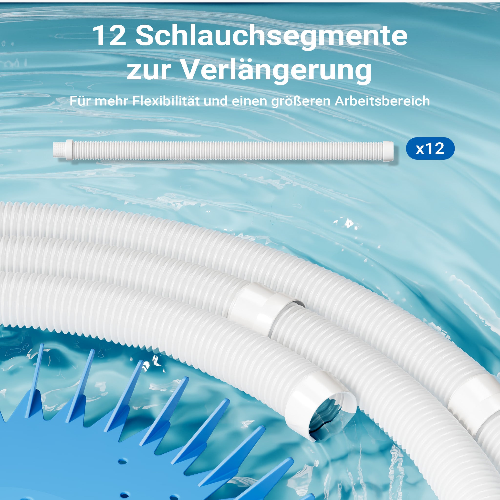 Pulitore automatico per piscine incl.12 tubi Aspiratore per pulizia fondo piscina
