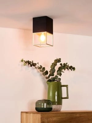 Plafoniera Lucide Rixt metallo oro/nero E27 40W 10cm