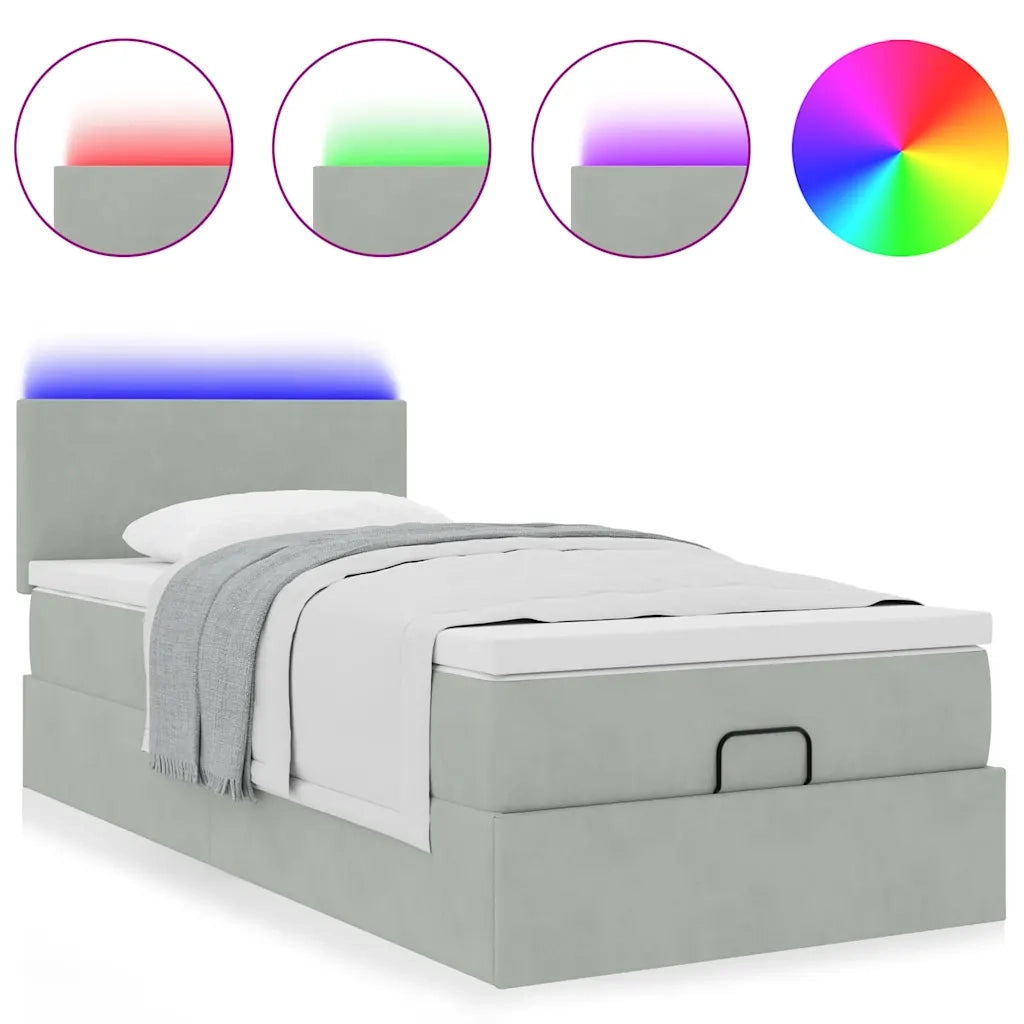 Struttura Letto Pouf con Materasso 90x190 cm in Velluto
