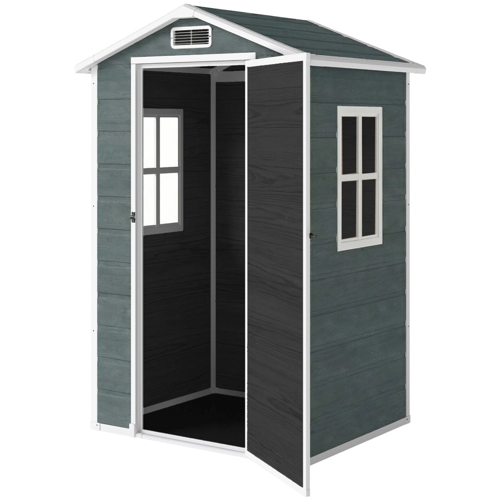 Casetta da giardino 1,1 m2 ¨C Xylo ¨C effetto legno, finestra, tetto a capanna, grigio