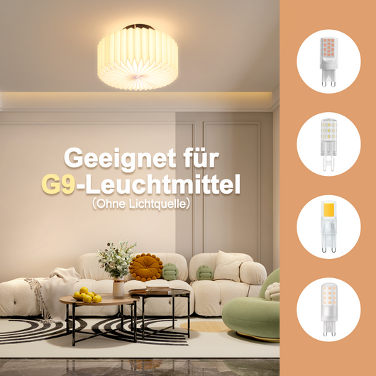 ZMH Lampada da soffitto industriale vintage bianca paralume carta G9 metallo senza lampadina