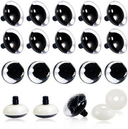 Oggetti di sicurezza in plastica, 30 mm, 16 pezzi, gomiti con anelli di chiusura, poppette, trasparente nero, facile da utilizzare