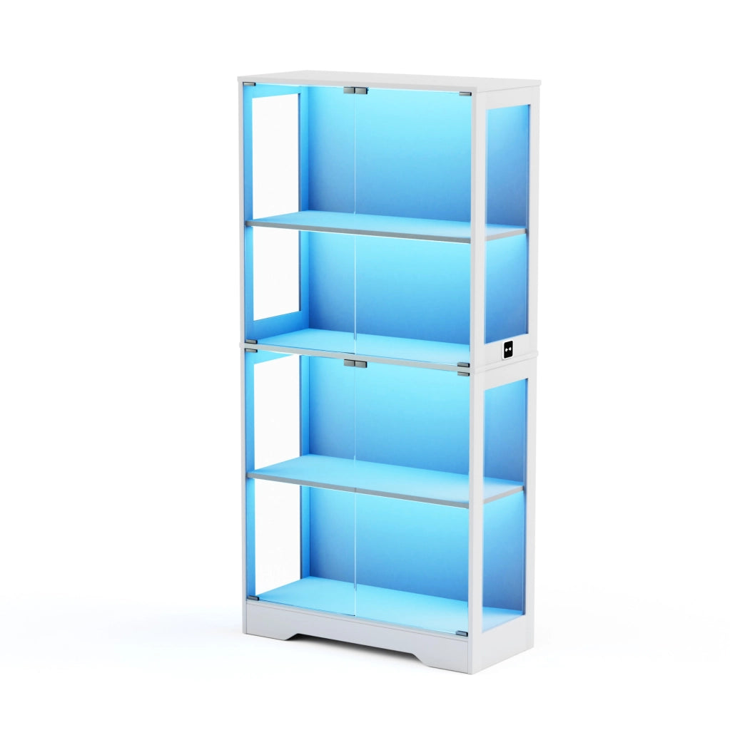 Vetrina in vetro 80x35x165 cm in vetro e MDF bianca con LED –