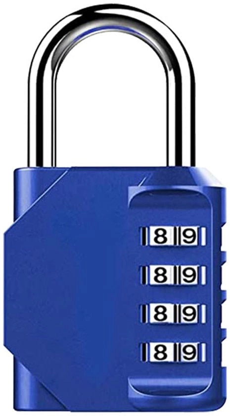 Combinazione a 4 cifre con riavvio per cancelleria, armadietti per sport, cancelli, casse per strumenti, valigie, armadi - facile da utilizzare e impostare (blu)