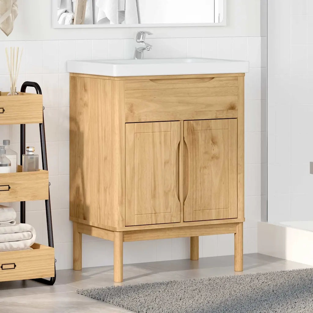 Armadio per Lavabo da Bagno FLORO Cera marrone 60 x 40 x 80 cm