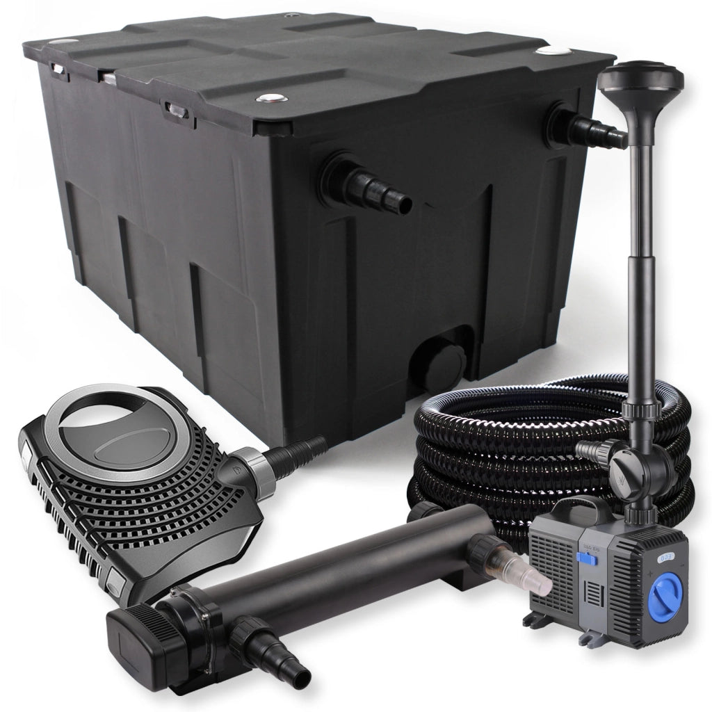 Set Filtro a 1 camera 60000 l Chiarificatore UVC 24 W Pompa NEO8000 70 W Tubo Fontana