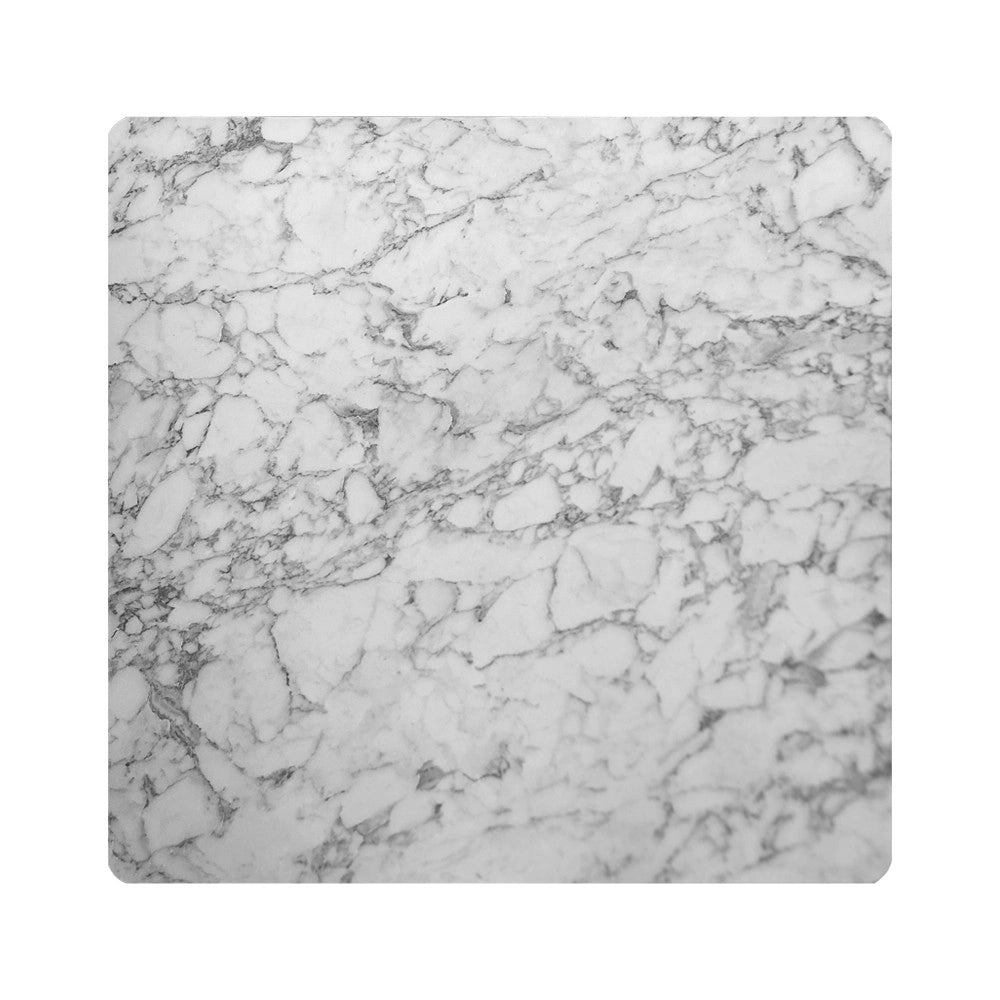 Tavolo quadrato 80x80 base nera e piano effetto marmo bianco Key