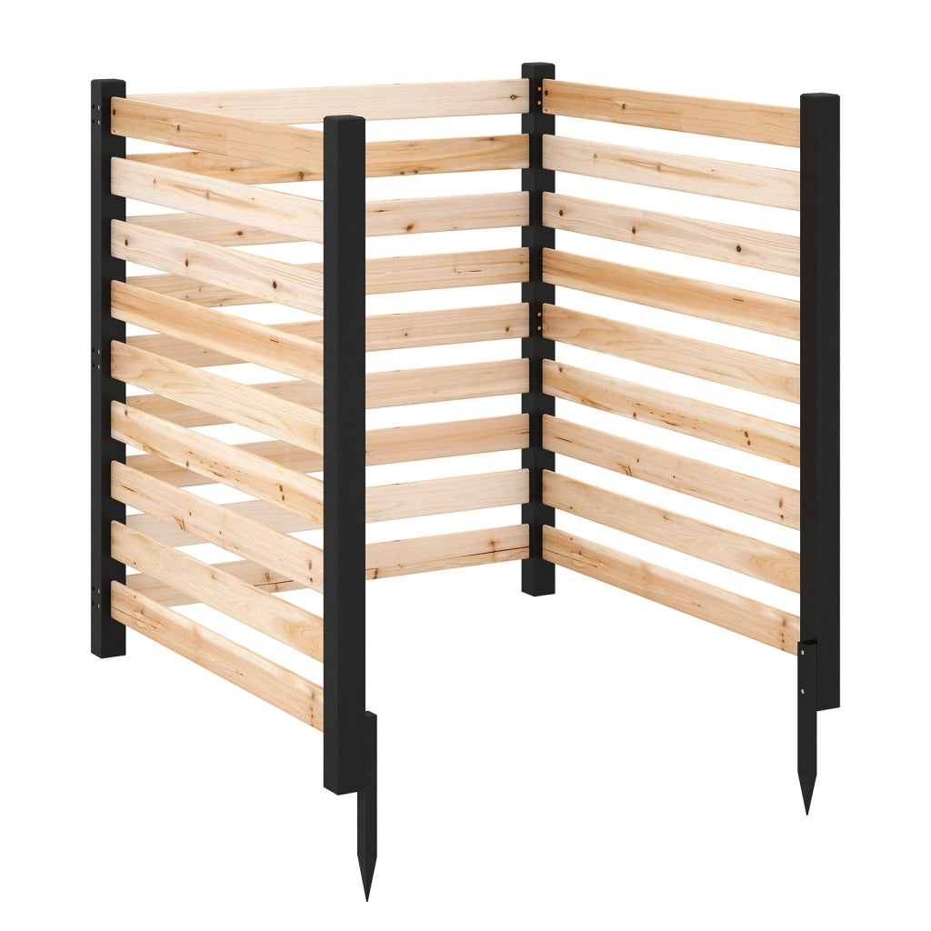 Recinzione da giardino in legno design a doghe pannelli frangivista, 3 Pannelli per recinzione decorativa con 3 picchetti da esterno