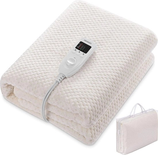 Asciugamano Elettrico con Piumino di Velluto Coral 150x80cm con Timer e 5 Impostazioni di Temperatura