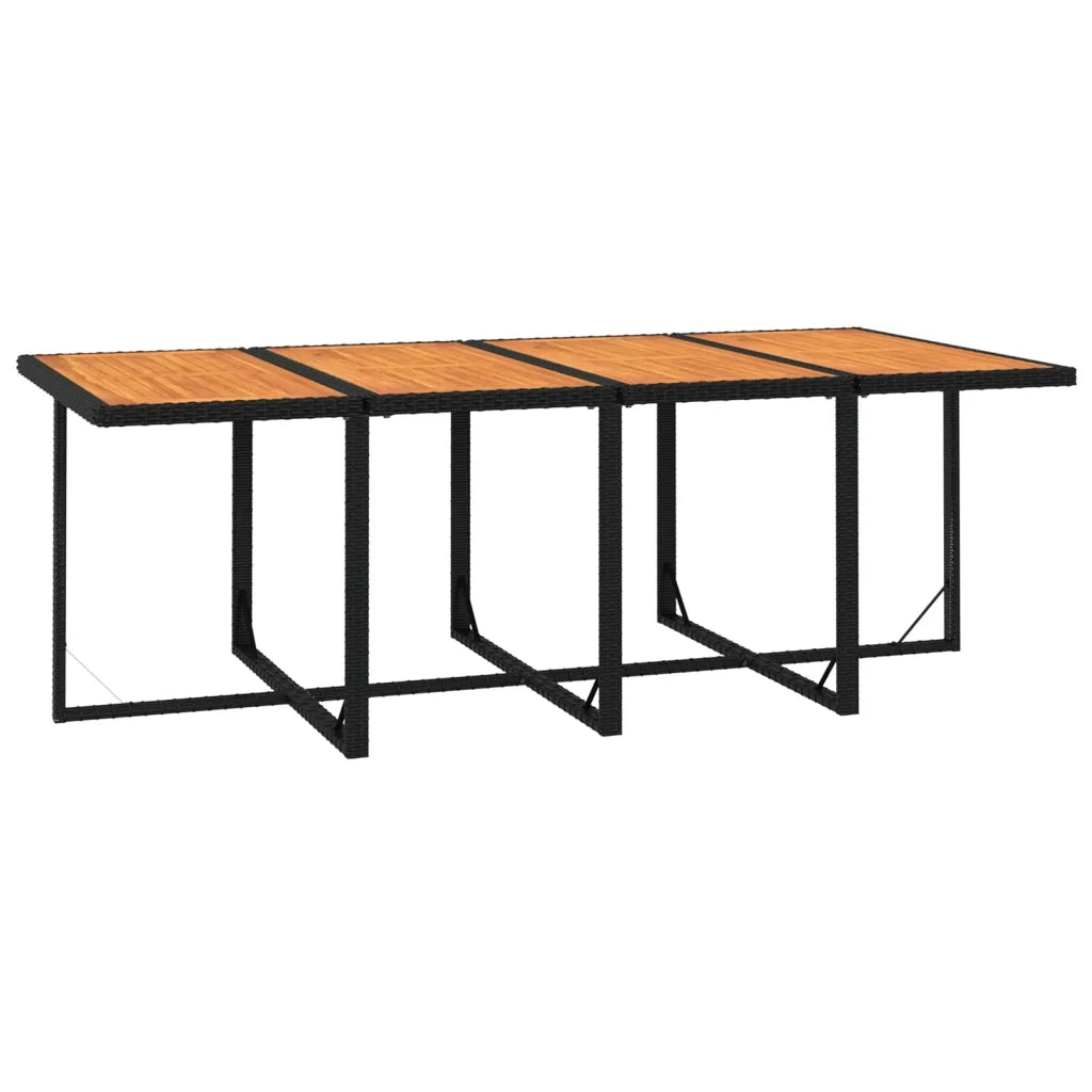 Set da Pranzo da Giardino 9 pz con Cuscini Nero in Polyrattan 3095572