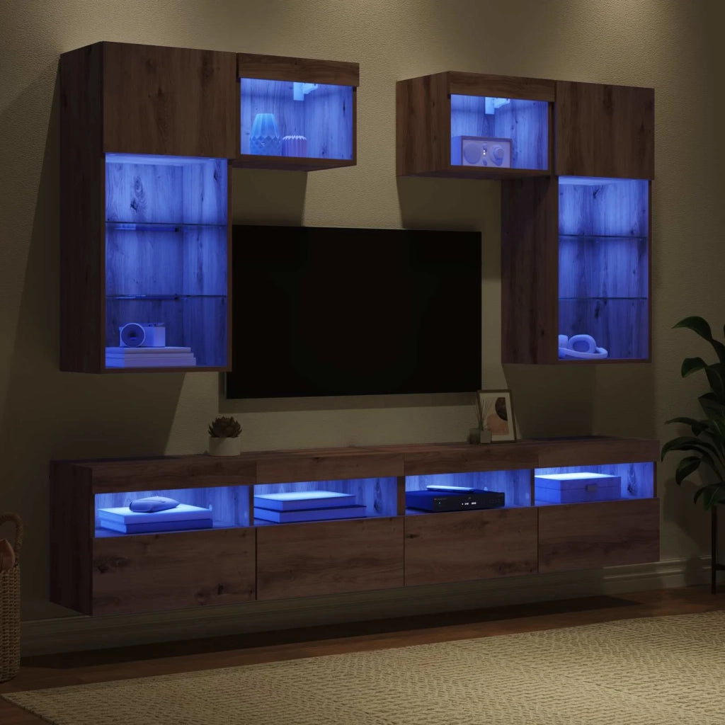 Unità per TV a Muro 6 pcs Legno vecchio Legno multistrato 3402789