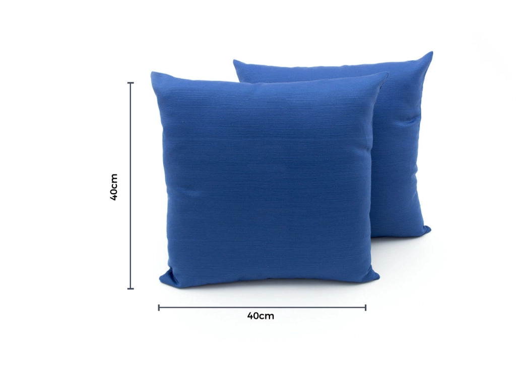 Coppia Cuscini Arredo Imbottiti Tessuto Ottoman In Tinta Unita Colore Bluette 60 - 40x40 - Bluette 60