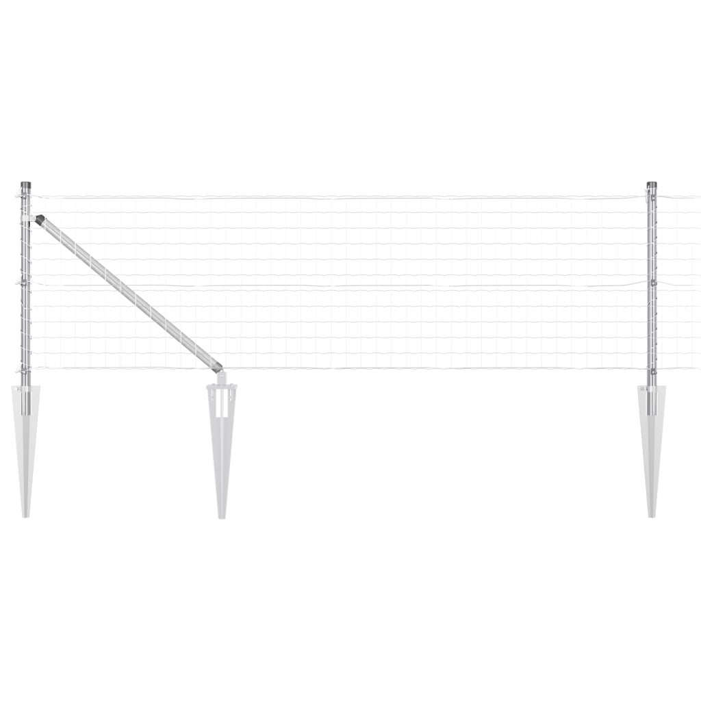 Recinzione Euro con 7 Picchetti 0.8x10 m Acciaio Zincato
