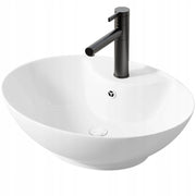 LAVABO DA APPOGGIO OVALE IN CERAMICA BIANCA LOFT  LUCIDA CON FORO DI TROPPO PIENO