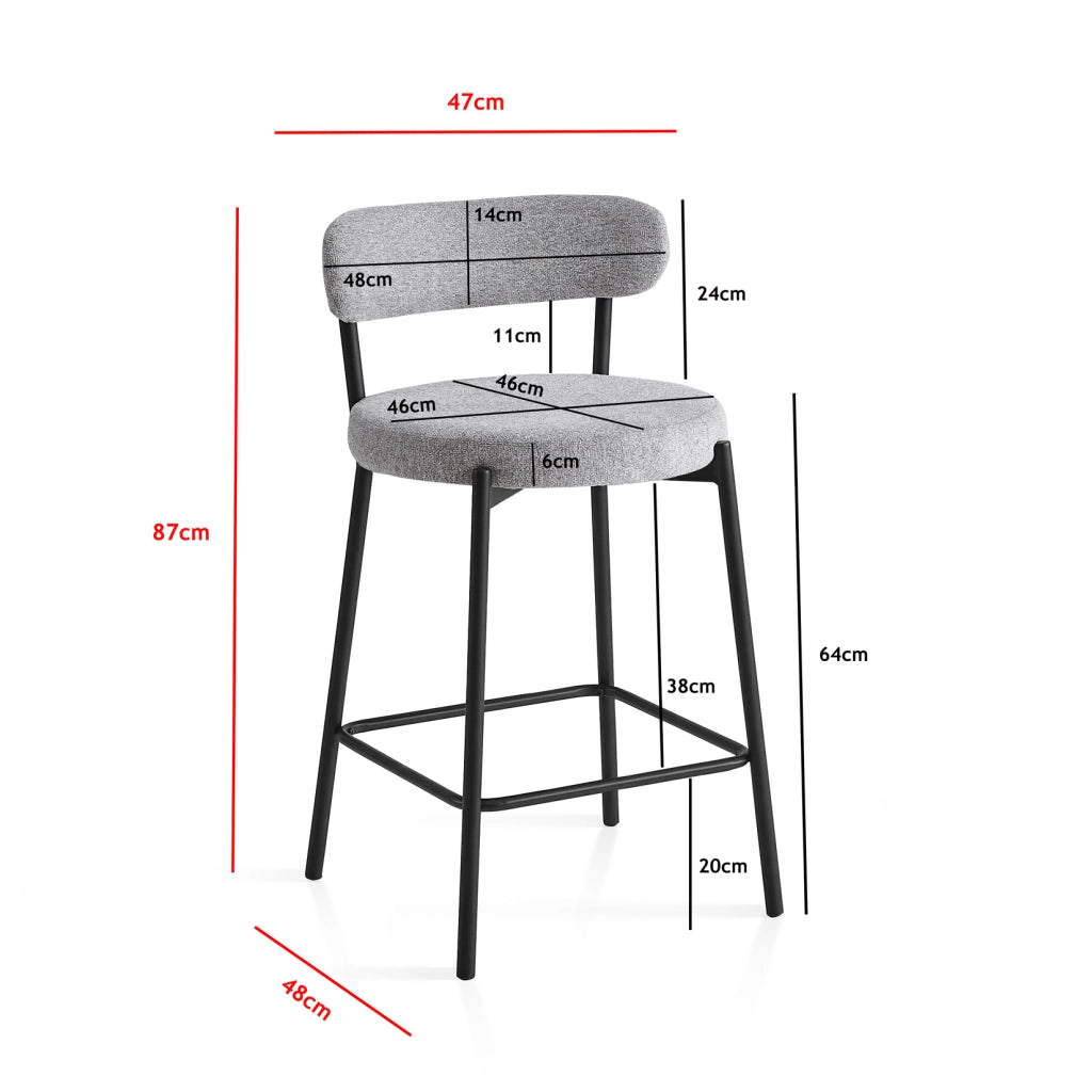 Set 2 sgabelli Hispanohogar ferro e tessuto grigio 87×48×47 cm