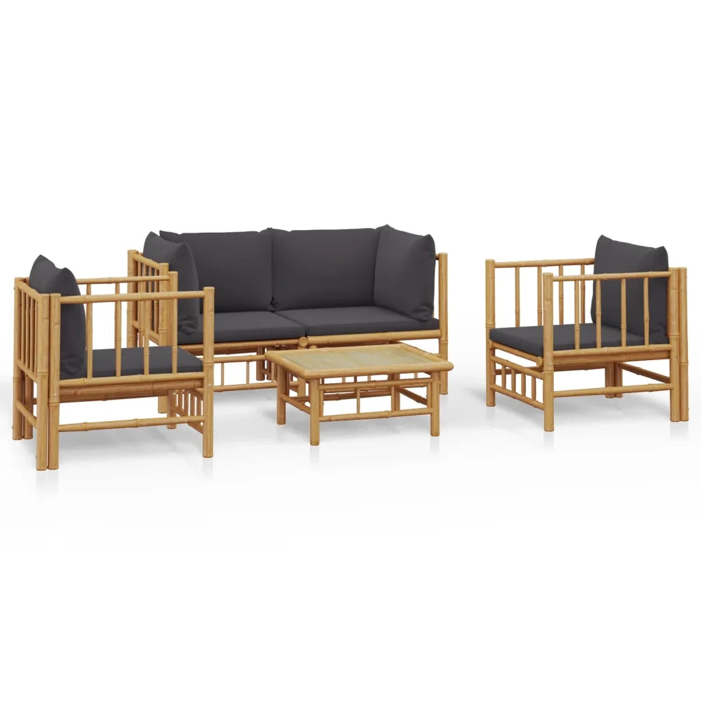 Set Salotto da Giardino 5pz con Cuscini Grigio Scuro BambÃ¹