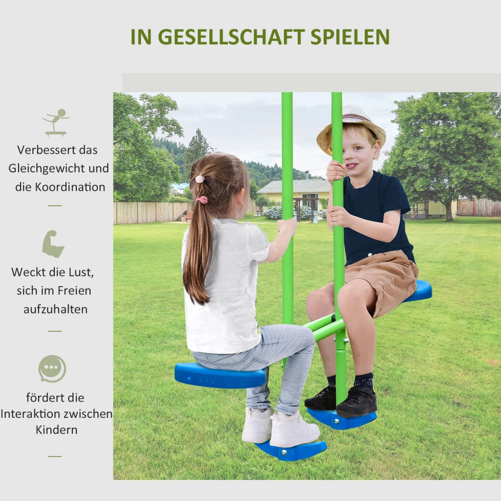 Altalena Giardino 2 Posti con Scivolo ¨C Zephmum ¨C Verde Metallo