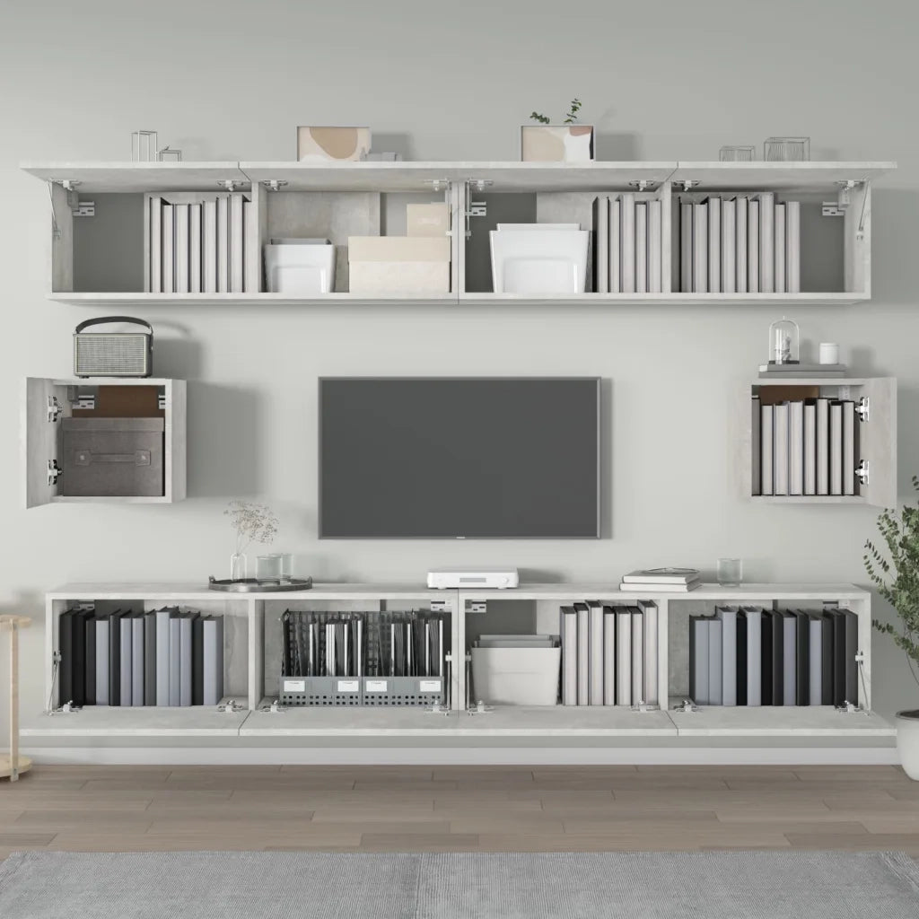 Set di Mobili Porta TV 6 pz Grigio Cemento in Legno Multistrato 3114369