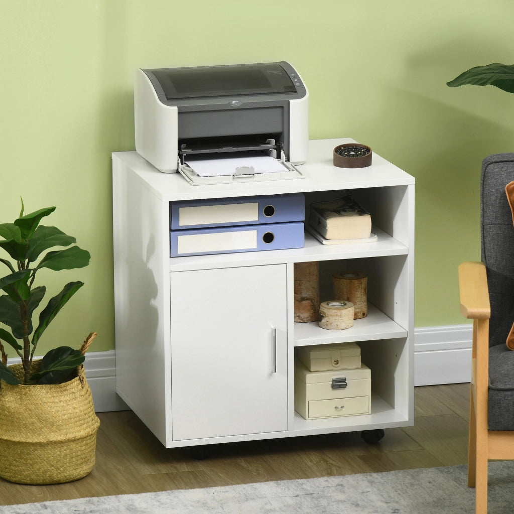Armadio con Ruote Multifunzionale ¨C zephmum ¨C Bianco 60x50x65,5 cm
