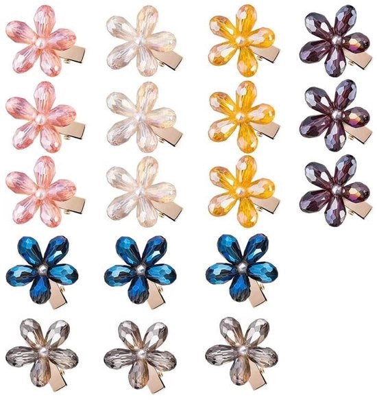Accessori per capelli mini a forma di cristallo - 18 pezzi - clip con chiusura a coccodrillo - accessori per capelli retro - adatti per capelli fini e ricci - ideale come regalo