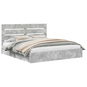 Letto matrimoniale | Letto per adulti | Letto con Contenitore con testiera Grigio cemento 200 x 200 cm