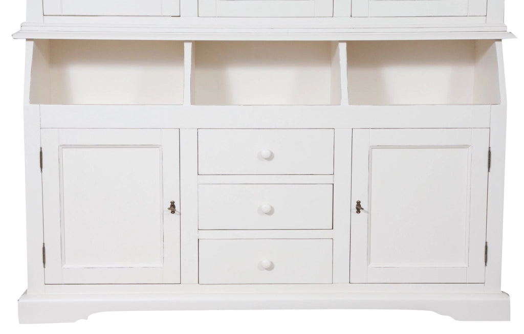Biscottini Libreria Country in legno massello di tiglio finitura bianca anticata L172xPR50xH226 cm. Made in Italy