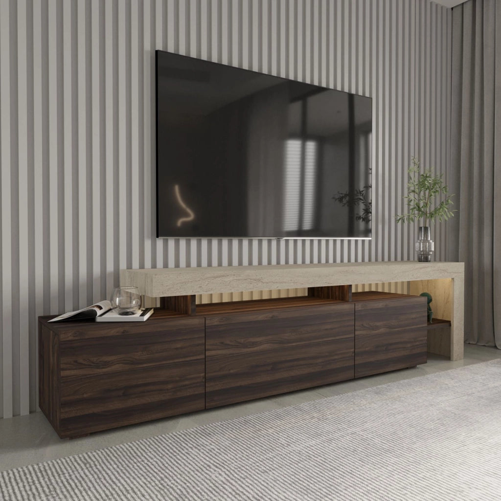 Porta TV in legno "Beliz" - 192 x 37 x 53 cm - Marrone