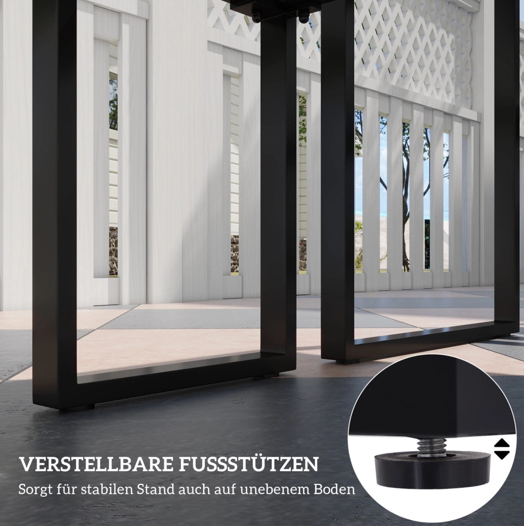 Set mobili da esterno 3 pezzi con tavolo e 2 panche in metallo nero 110x55x70 cm