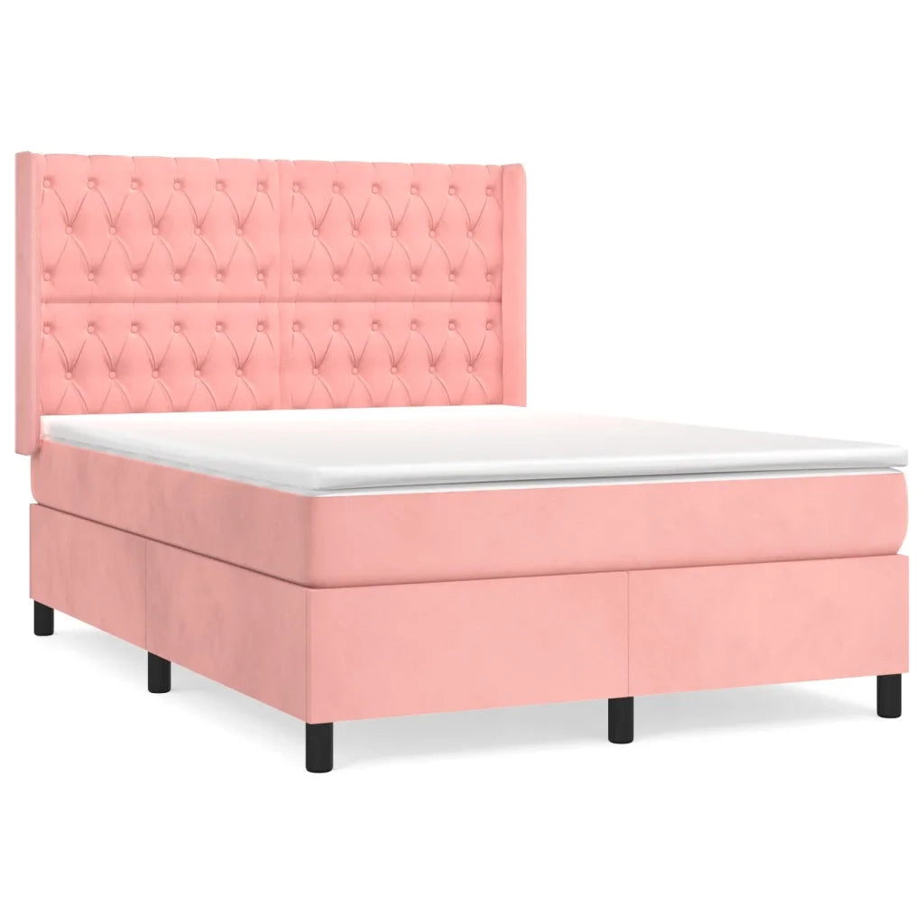 Giroletto a Molle con Materasso Rosa 140x200 cm in Velluto
