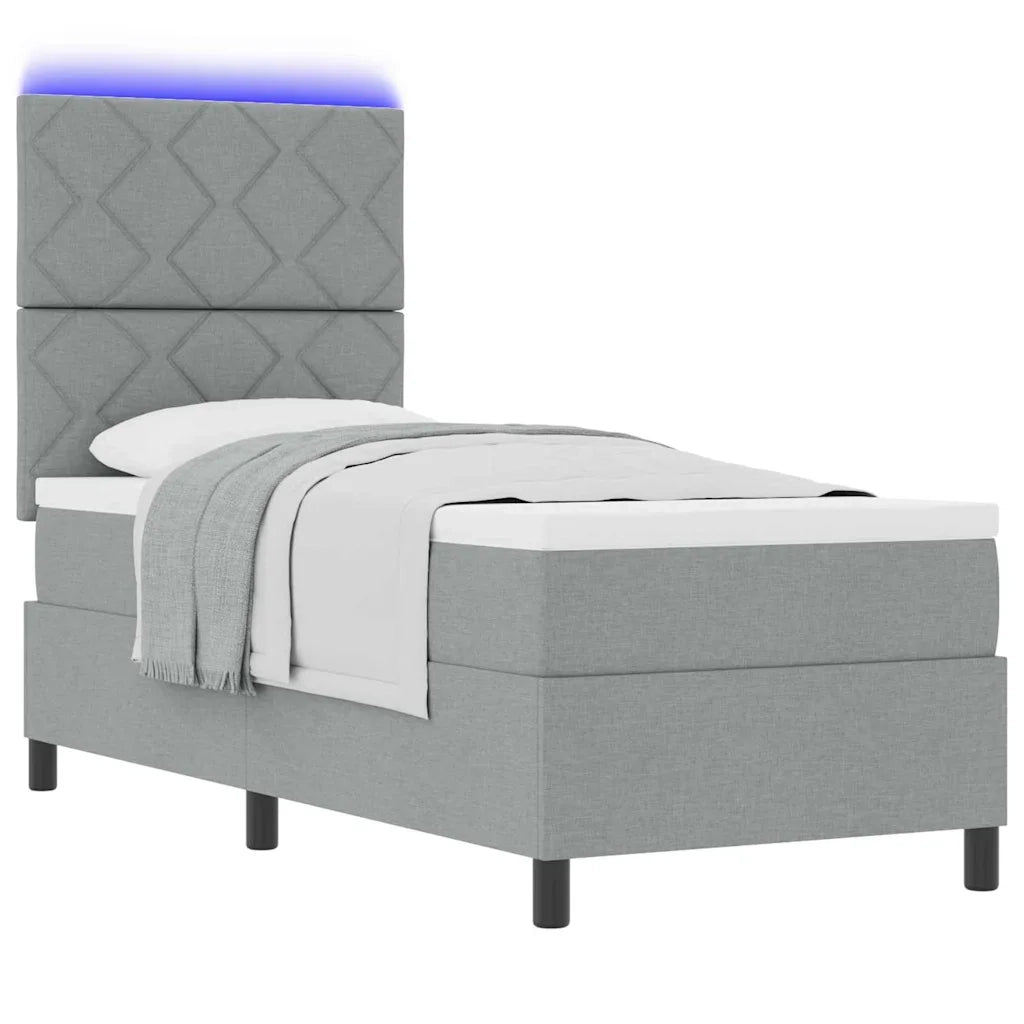 Letto a molle con materasso Grigio chiaro 80 x 200 cm Tessuto