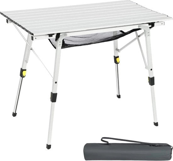 Tavolo da picnic pieghevole con gambe regolabili in altezza - trasportabile e leggero - tavolo pieghevole in alluminio per camping e BBQ