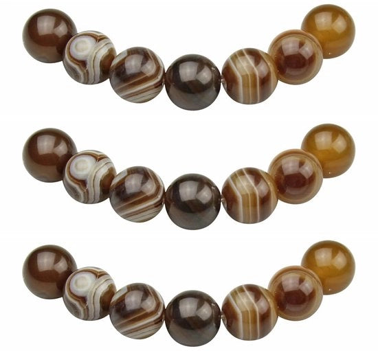 Kralen 8mm 45 pezzi con striature marroni, agata semipreziosa, gocce con foro, per la creazione di gioielli, bracciali e collane.