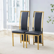 Set di 2 sedie da pranzo moderne nero e oro in PU e metallo; h 109 cm