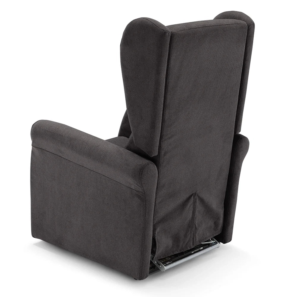 Poltrona relax elettrica PISA MADE IN ITALY per anziani e disabili, 2 motori, 4 ruote, Kit Batteria, reclinazione e alzapersona, Tessuto Antimacchia, colore Grigio