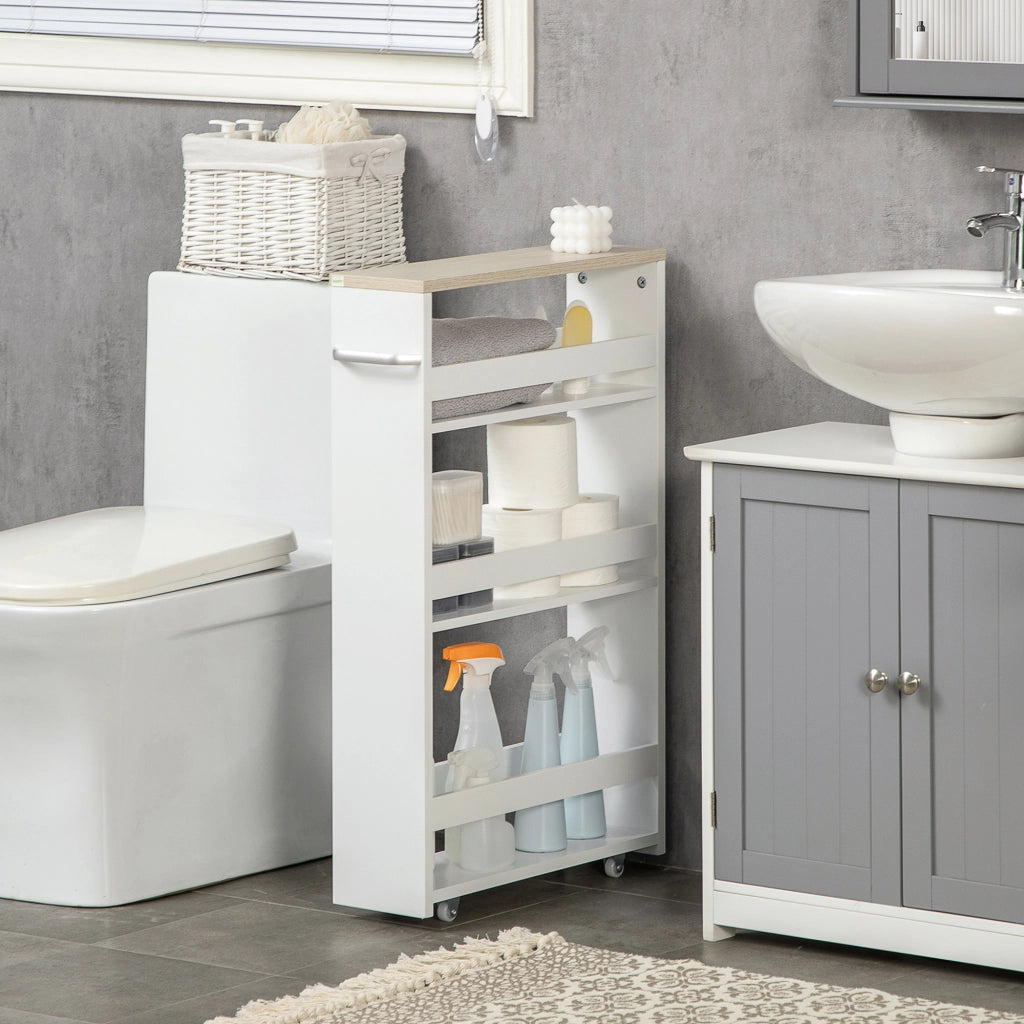 Carrello a 3 livelli ¨C zephmum ¨C 48x15x80 cm bianco