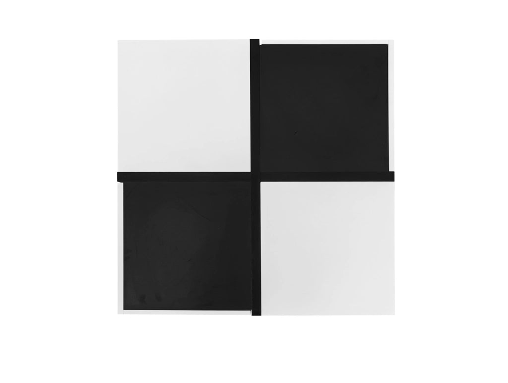 Tavolino da caffè 70x70x35.5 cm con 2 cassetti; spazio nascosto; in truciolare nero e bianco
