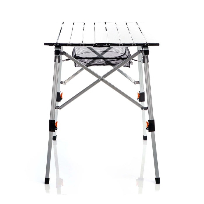 Tavolo da campeggio pieghevole e multifunzione grigio 90x53cm in alluminio